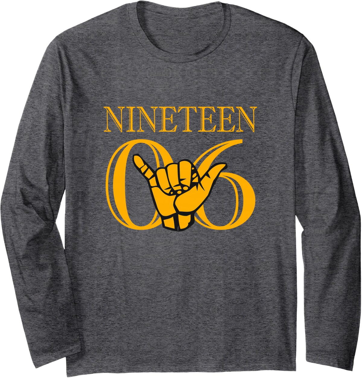 Men Alpha 1906 Phi Gold Alpha Hand Sign Long Sleeve T-Shirt - Adult Unisex Dark Heather Grey