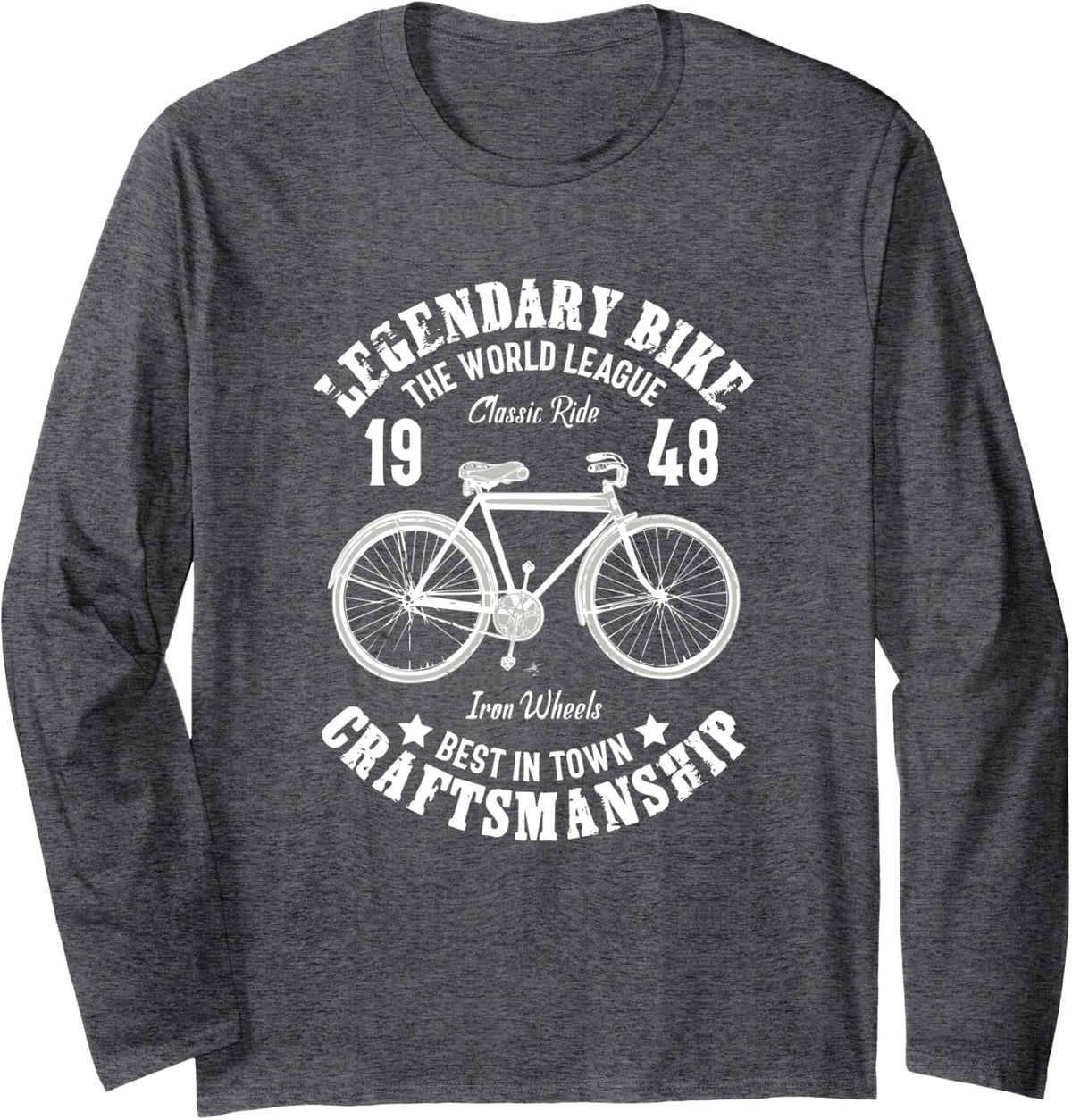 Legendary Bike Craftmanship Cycling Long Sleeve T-Shirt - Adult Unisex Dark Heather Grey