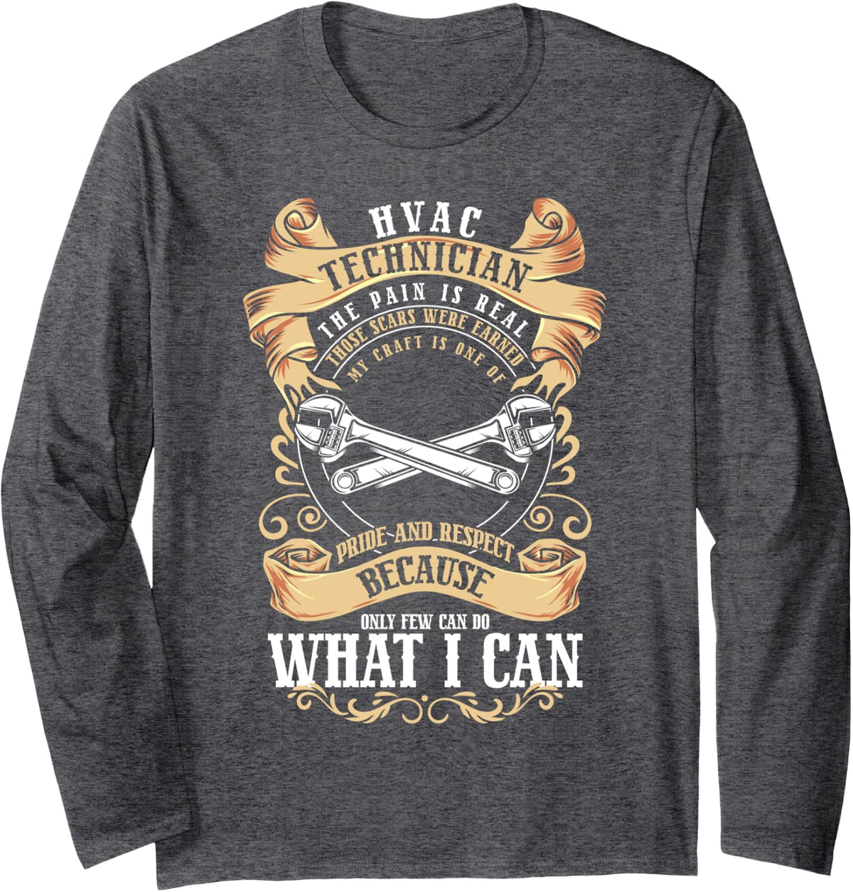 HVAC Mechanic Certified HVAC Tech HVAC Technician Long Sleeve T-Shirt - Adult Unisex Dark Heather Grey