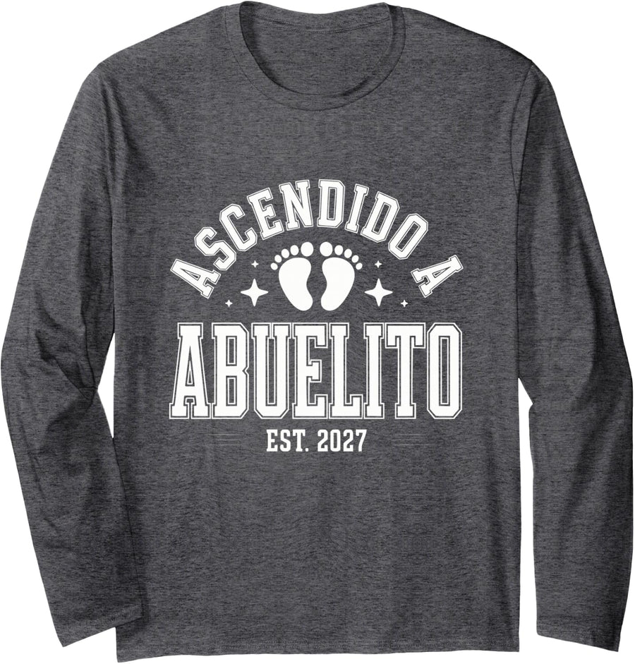 Kid 2027 Ascendido A Abuelito Granddad Primerizo Feliz Long Sleeve T-Shirt - Adult Unisex Dark Heather Grey