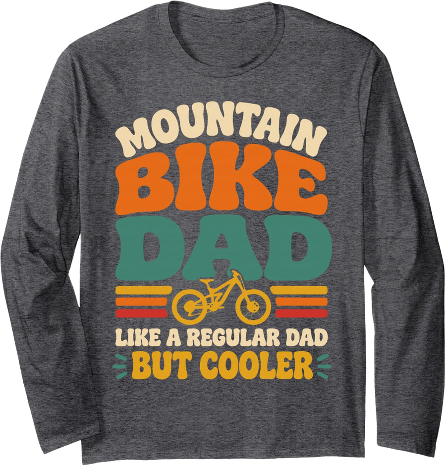 Mountain Bike Dad Long Sleeve T-Shirt - Adult Unisex Dark Heather Grey