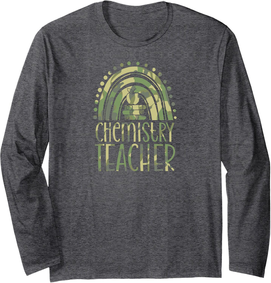 Chemistry Teacher Bohemian Rainbow Wholesome Aesthetic Long Sleeve T-Shirt - Adult Unisex Dark Heather Grey