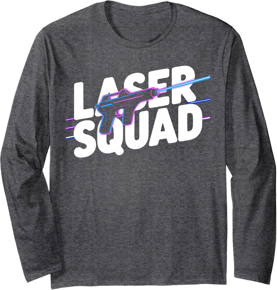 Team Laser Tag Player Laser Tag Squad Long Sleeve T-Shirt - Adult Unisex Dark Heather Grey
