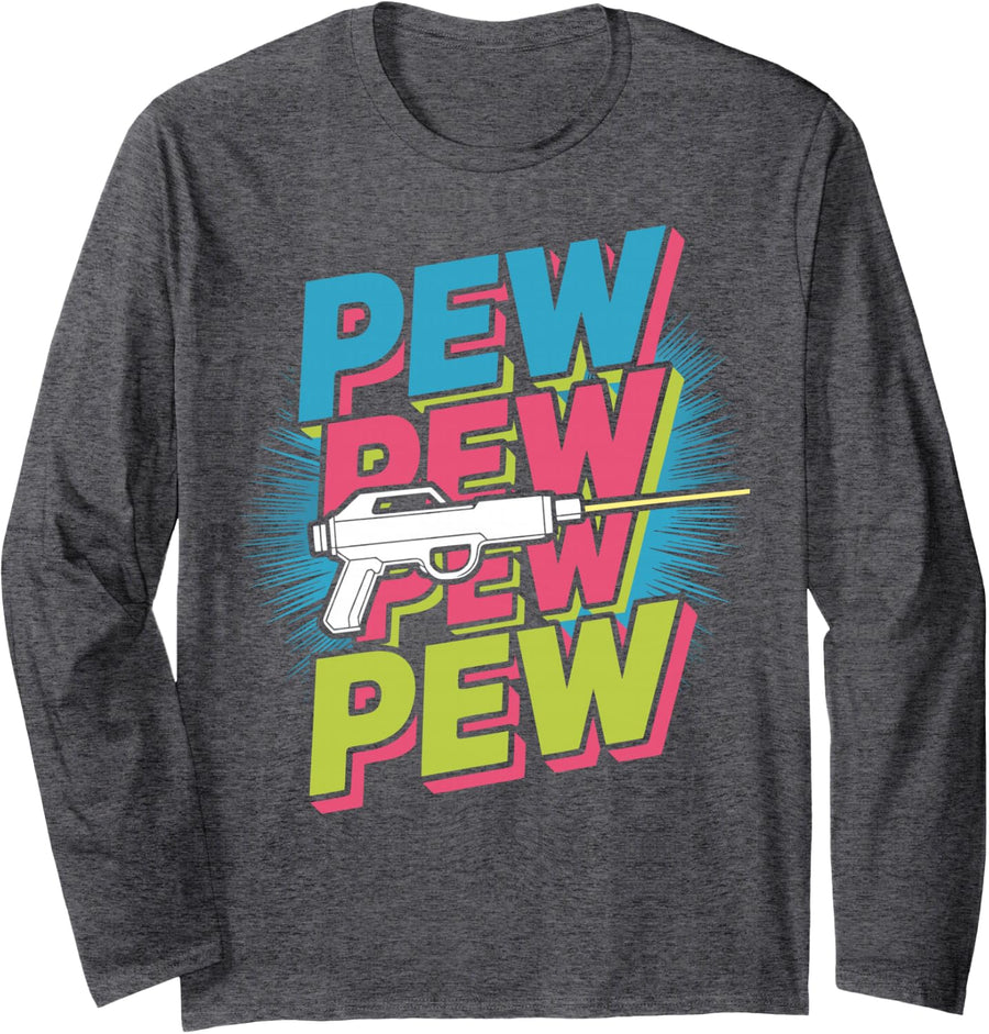 Laser Tag Player Arcade Playing Laser Tag Long Sleeve T-Shirt - Adult Unisex Dark Heather Grey