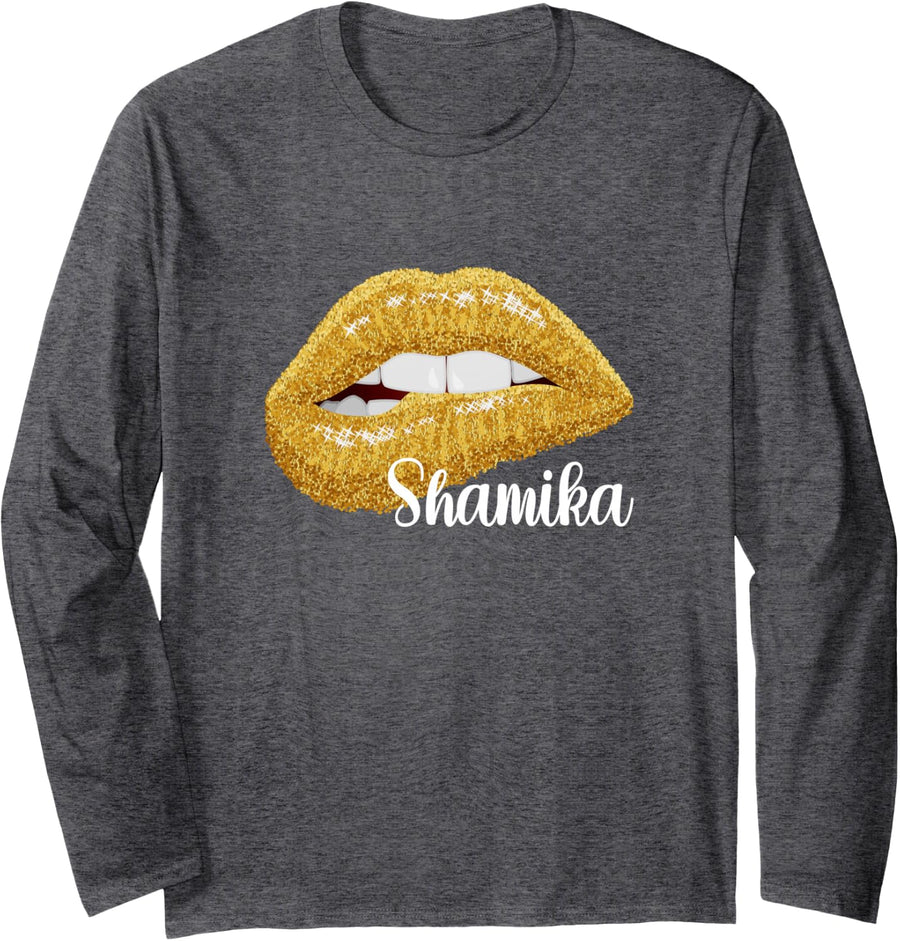 Shamika - First Name Gift Long Sleeve T-Shirt - Adult Unisex Dark Heather Grey