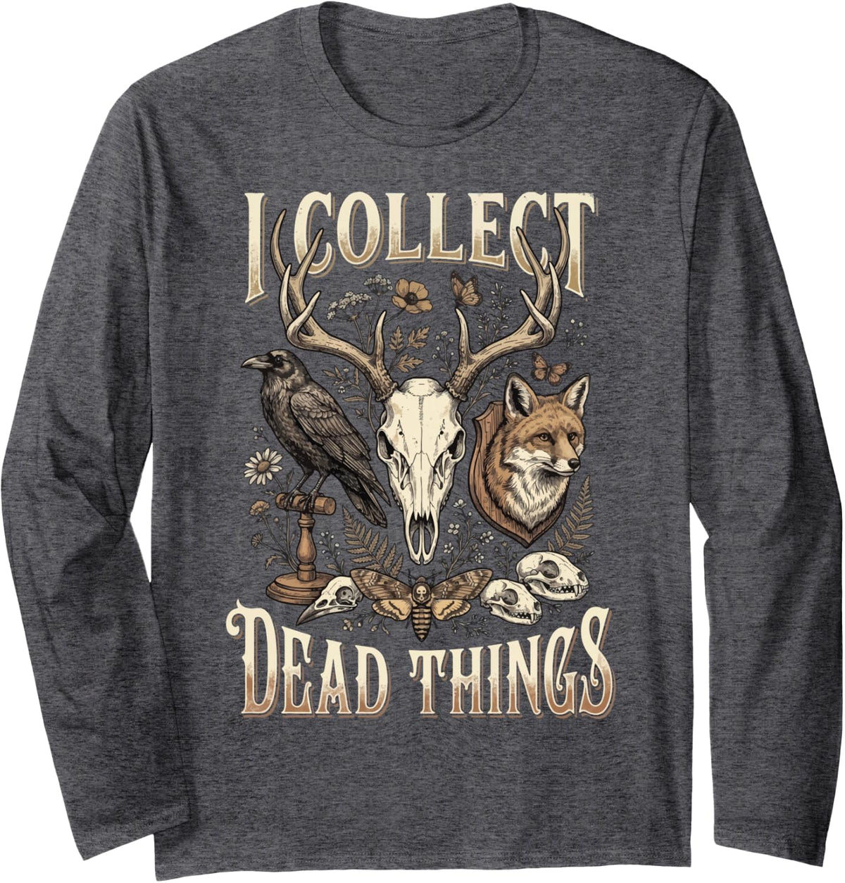 I Collect Dead Things Long Sleeve T-Shirt - Adult Unisex Dark Heather Grey