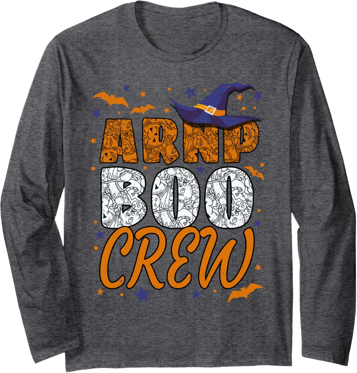 ARNP Boo Crew Halloween Nurse Practitioner Matching Long Sleeve T-Shirt - Adult Unisex Dark Heather Grey