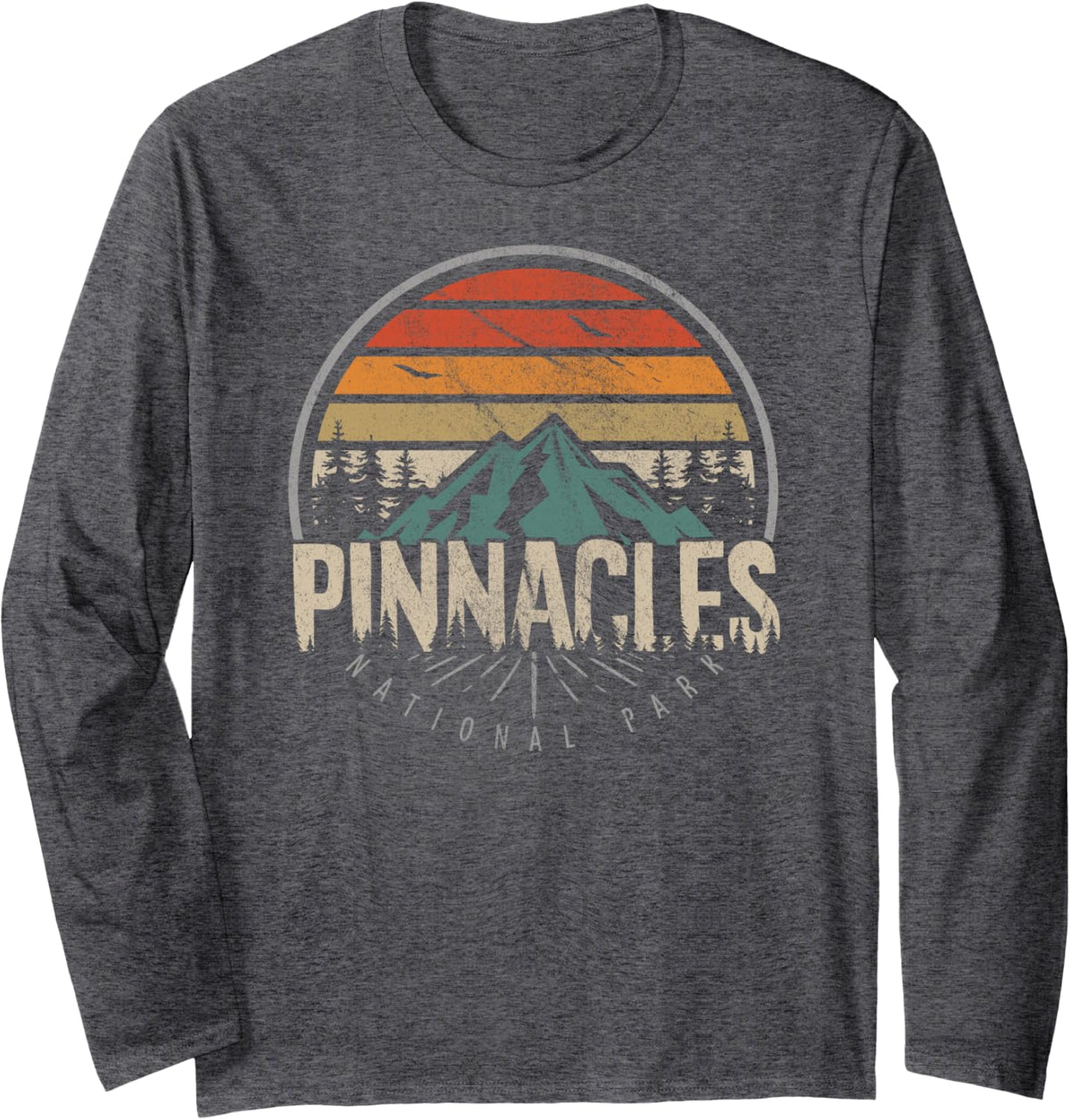Retro Pinnacles National Park US Vintage Pinnacles Long Sleeve T-Shirt - Adult Unisex Dark Heather Grey