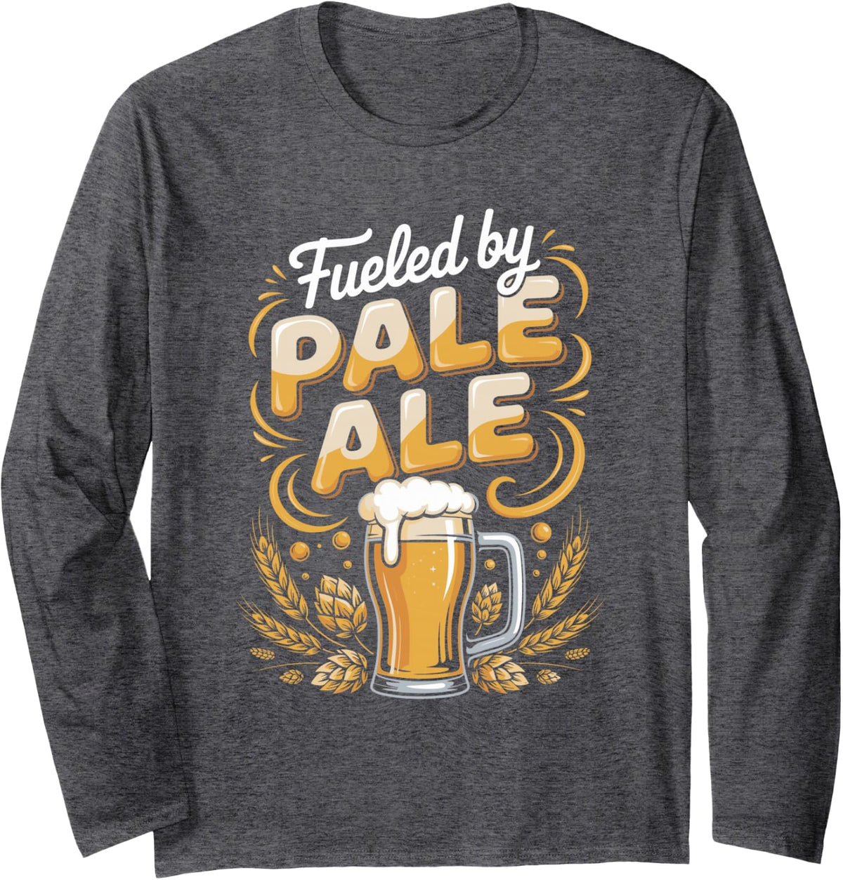 Fueled by Pale Ale Irish Craft Beer Long Sleeve T-Shirt - Adult Unisex Dark Heather Grey