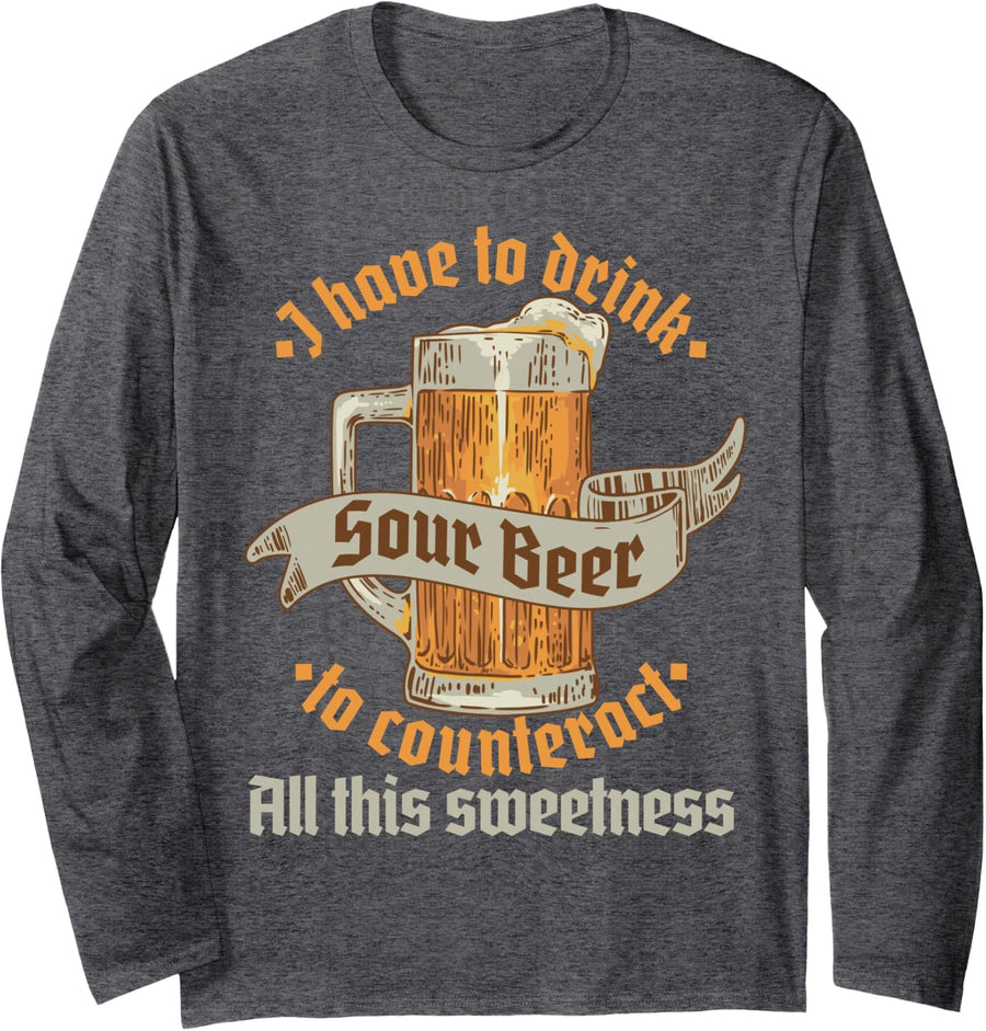 Sour Beer Home Brewing Brewers German Craft Beer Lovers Long Sleeve T-Shirt - Adult Unisex Dark Heather Grey