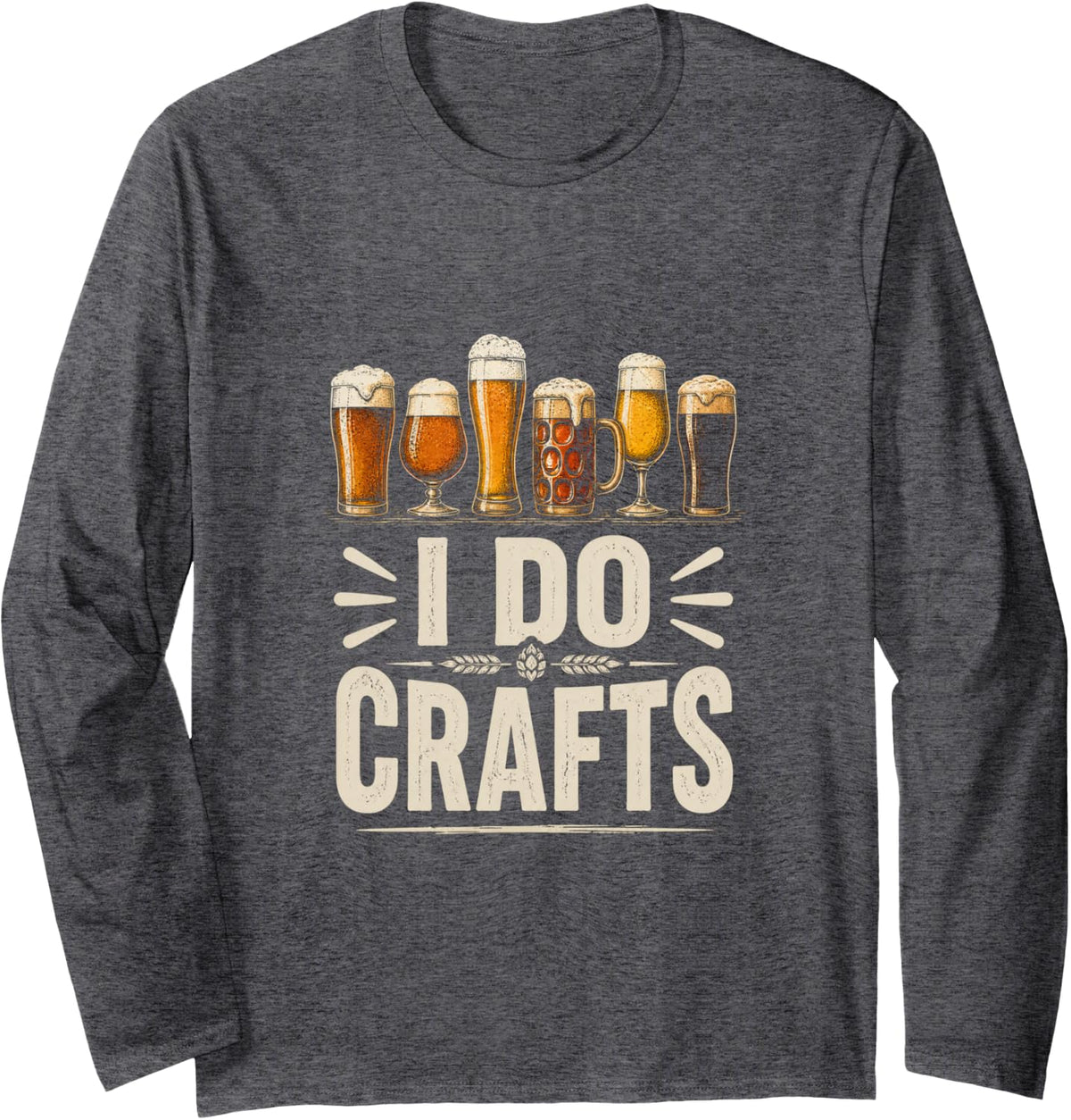 I DO Crafts Vintage Beer Glasses Gift Idea Long Sleeve T-Shirt - Adult Unisex Dark Heather Grey