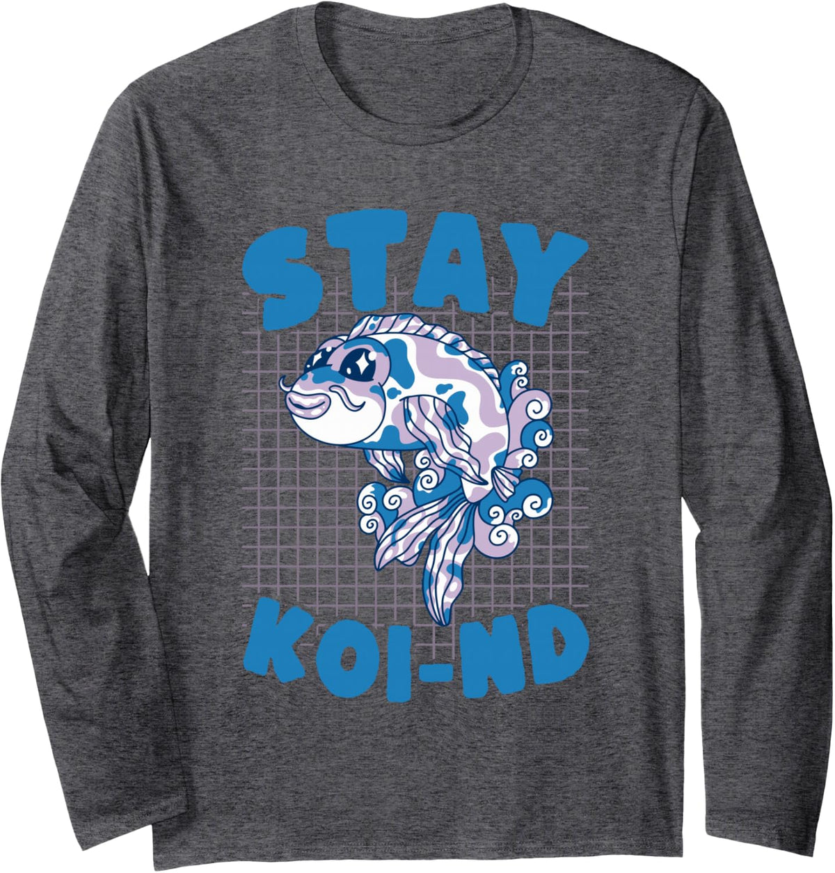 Stay Koi-nd Cute Fish Pun Kindness Lover Design Long Sleeve T-Shirt - Adult Unisex Dark Heather Grey