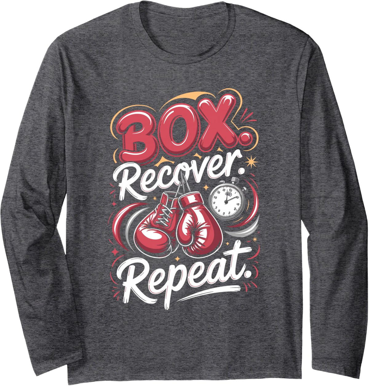 Box Recover Repeat Boxing Boxer Boxing Gym Training Long Sleeve T-Shirt - Adult Unisex Dark Heather Grey