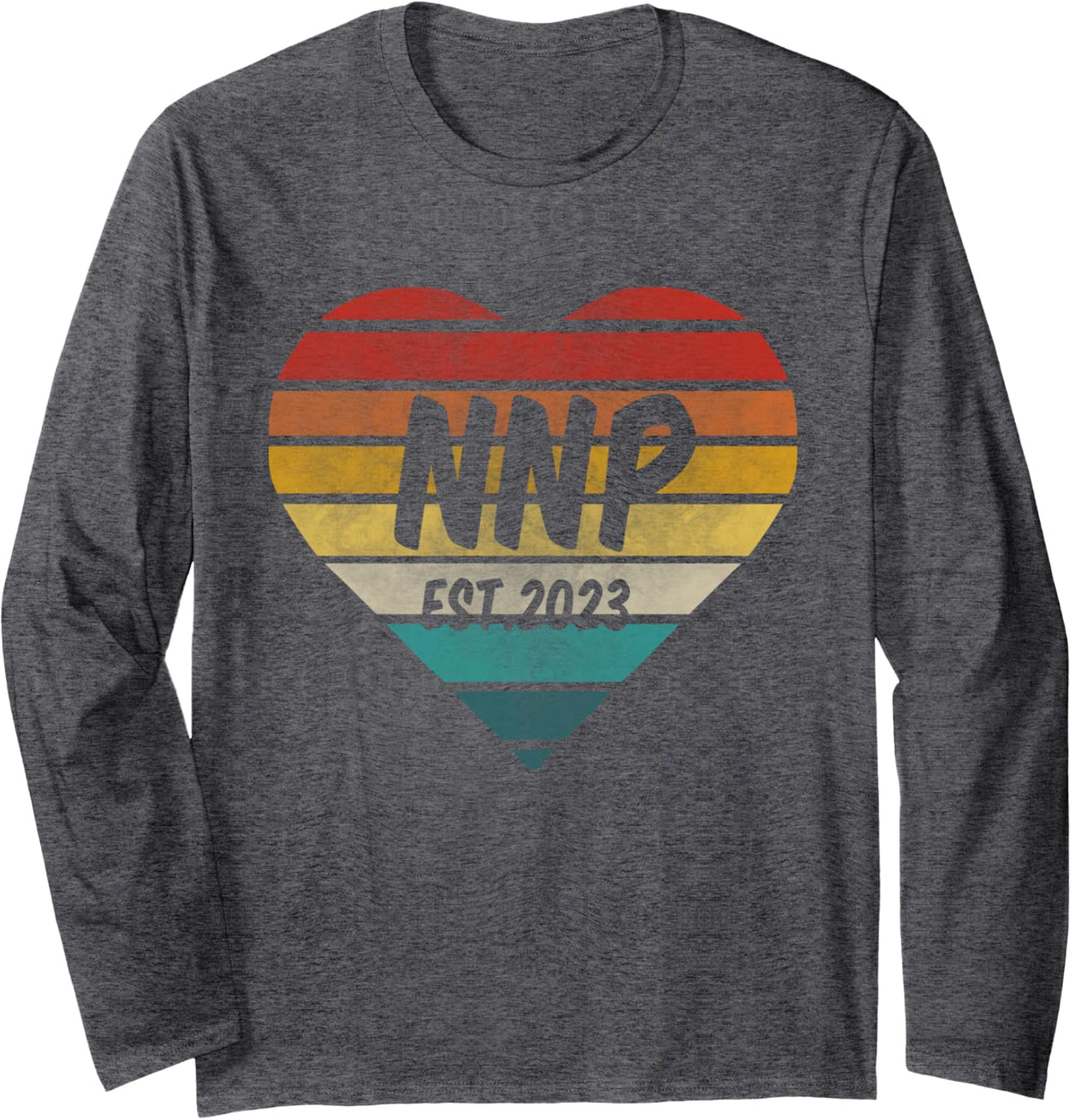 NNP Neonatal Nurse Practitioner EST.2023 Heart Graduation Long Sleeve T-Shirt - Adult Unisex Dark Heather Grey