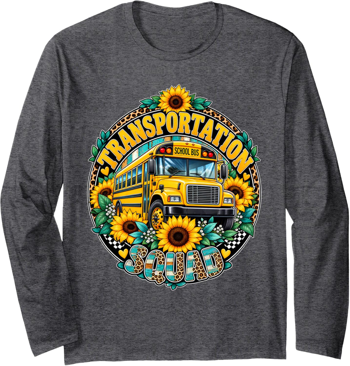 Transportation Squad Driving Bus Driver Bus Driver Shirt Long Sleeve T-Shirt - Adult Unisex Dark Heather Grey