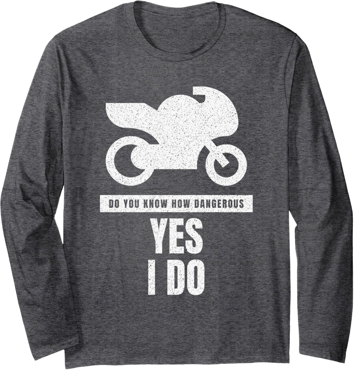Motorbike Motorcycle Touring Motorcycle Rider Long Sleeve T-Shirt - Adult Unisex Dark Heather Grey
