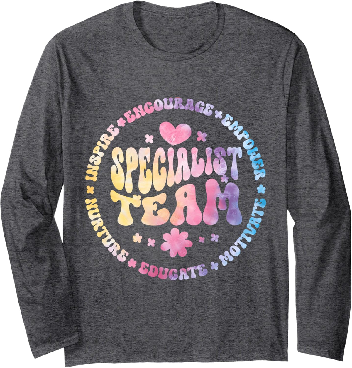 School Support Specialist Team Teacher Squad Reading Teacher Long Sleeve T-Shirt - Adult Unisex Dark Heather Grey