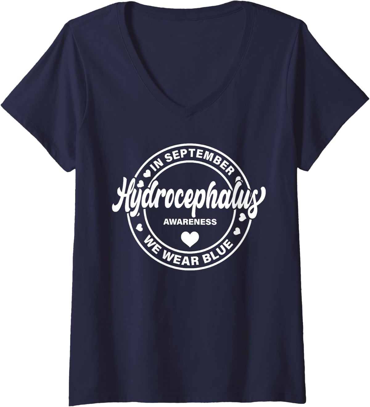Womens Hydrocephalus Awareness Shirt For Men Women We Wear Blue V-Neck T-Shirt - Navy Blue