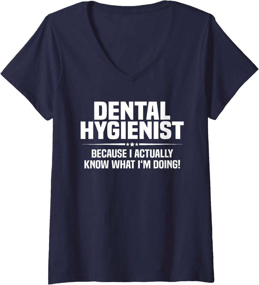 Women's Dental Hygienist What I'm Doing V-Neck T-Shirt - Navy Blue
