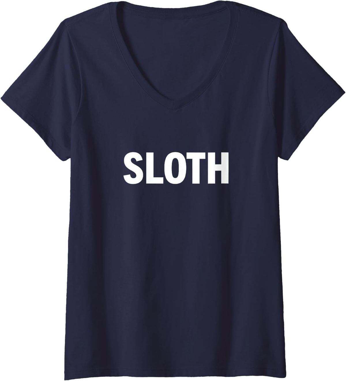Women's Sloth Design V-Neck T-Shirt - Navy Blue