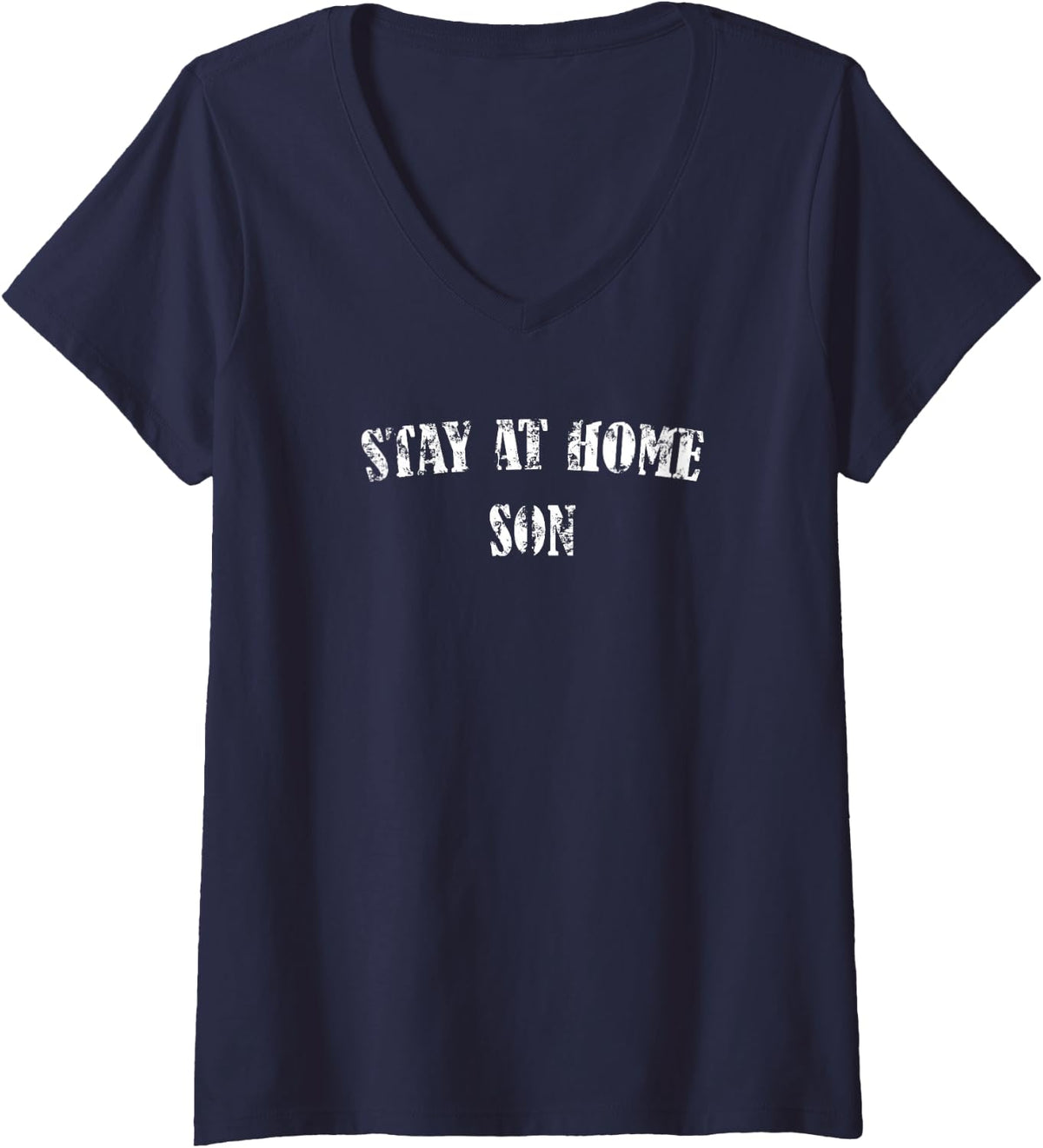 Women's Stay AT Home Son V-Neck T-Shirt - Navy Blue