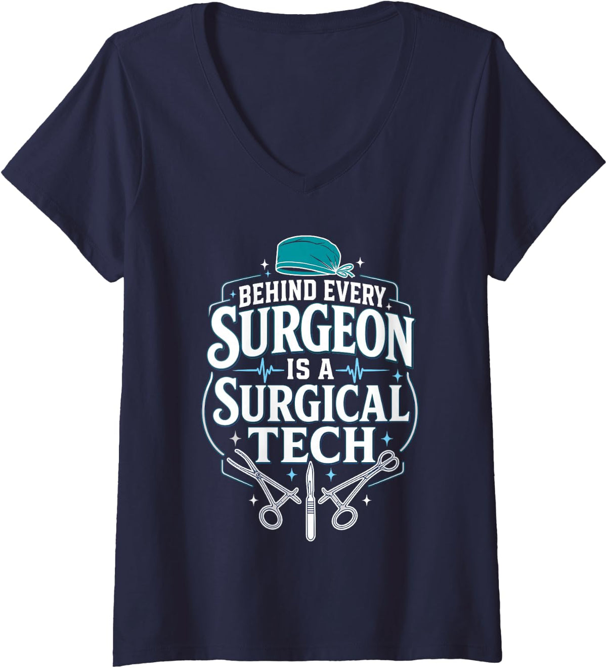 Women's Surgeon Not A Surgical Tech Scrub Nurse Operating Room V-Neck T-Shirt - Navy Blue