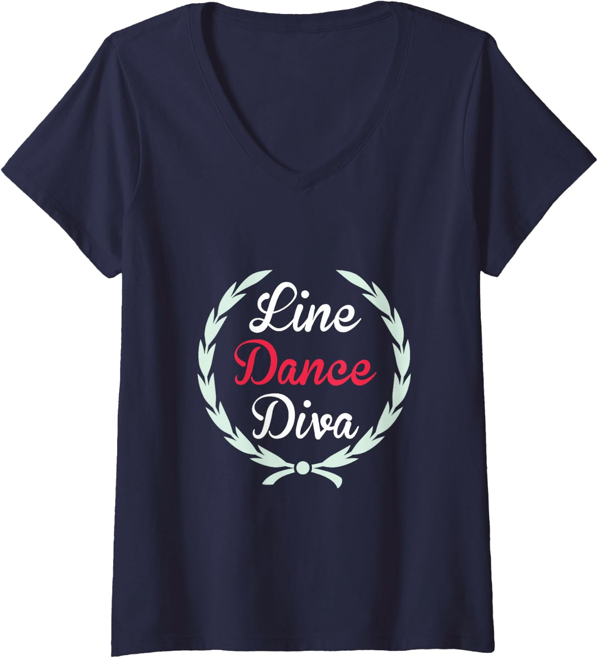 Womens Line Dance Diva Line Dancing Choregraphy Country Music V-Neck T-Shirt - Navy Blue