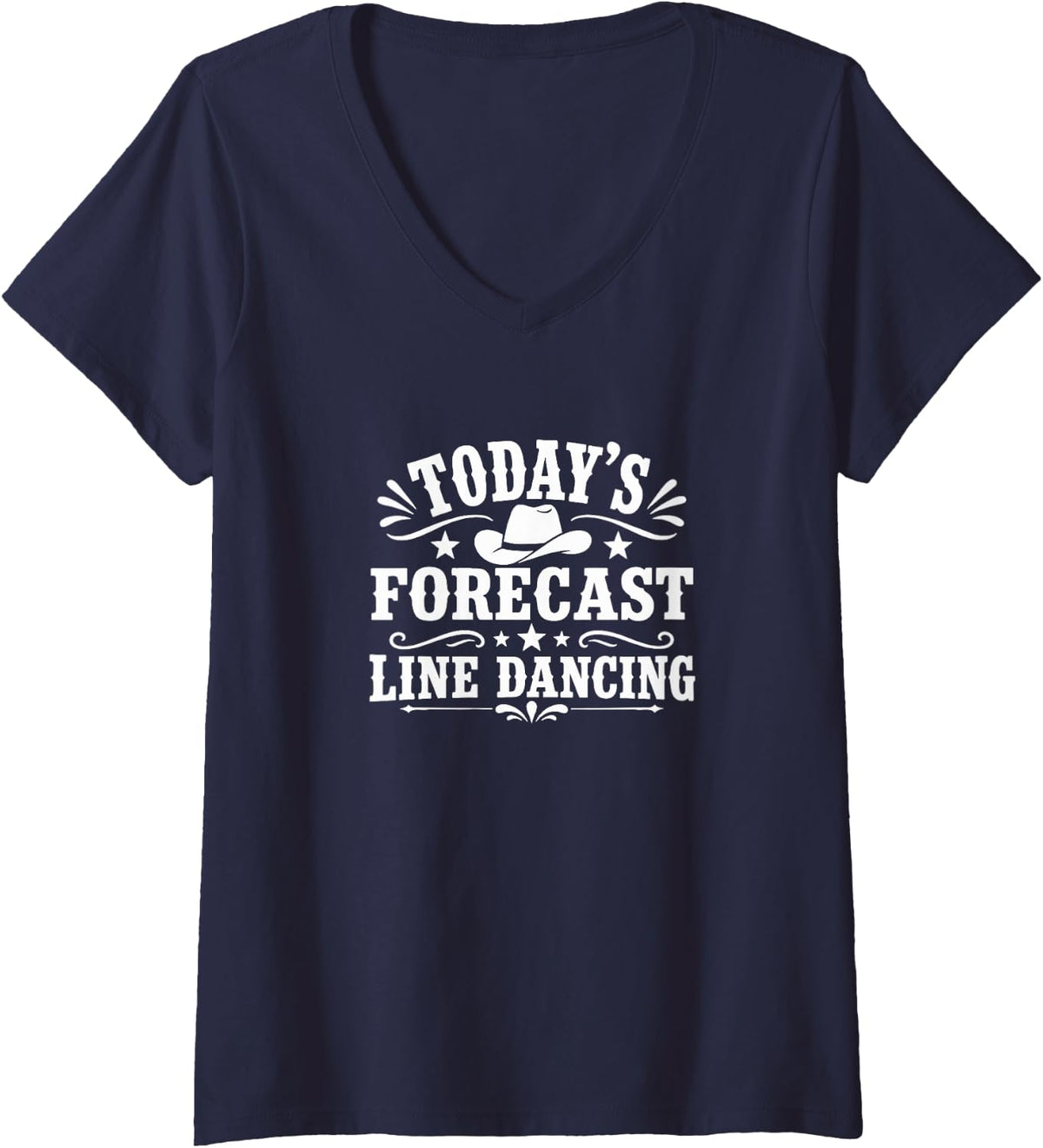 Women's Today's Forecast - Line Dancing - V-Neck T-Shirt - Navy Blue