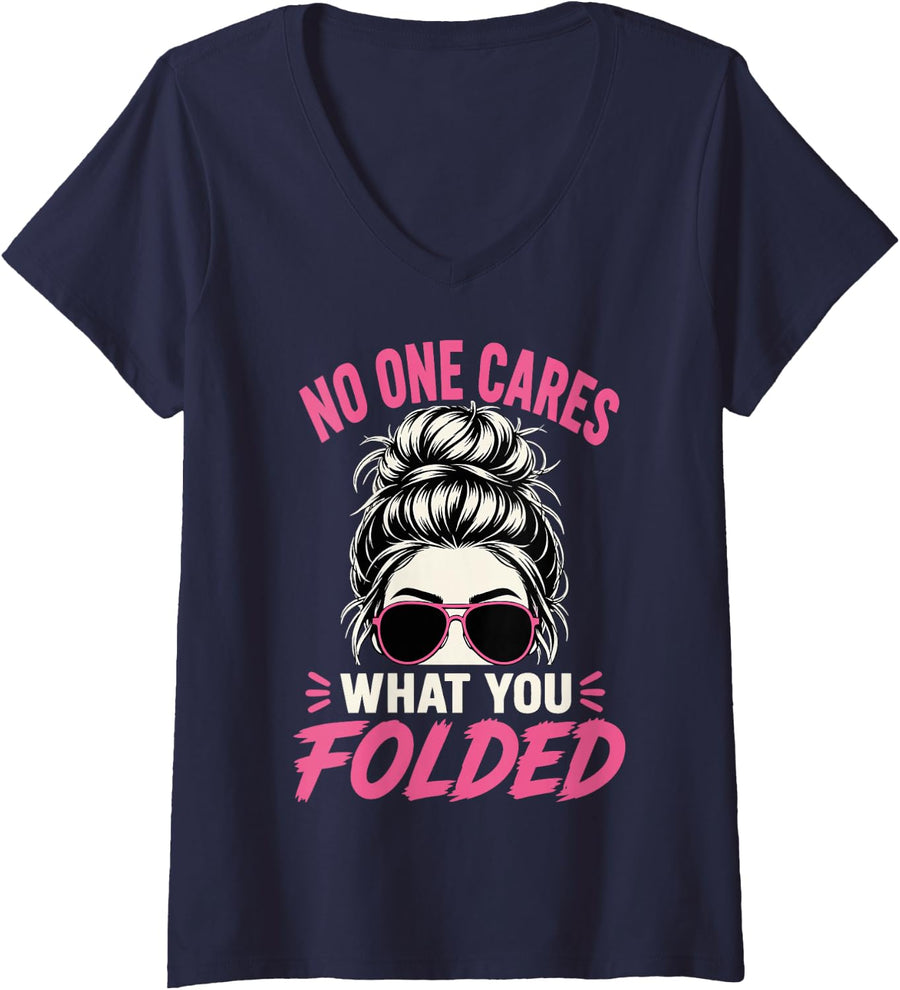 Women's Texas Hold'em Poker Woman Night Casino Card Player V-Neck T-Shirt - Navy Blue