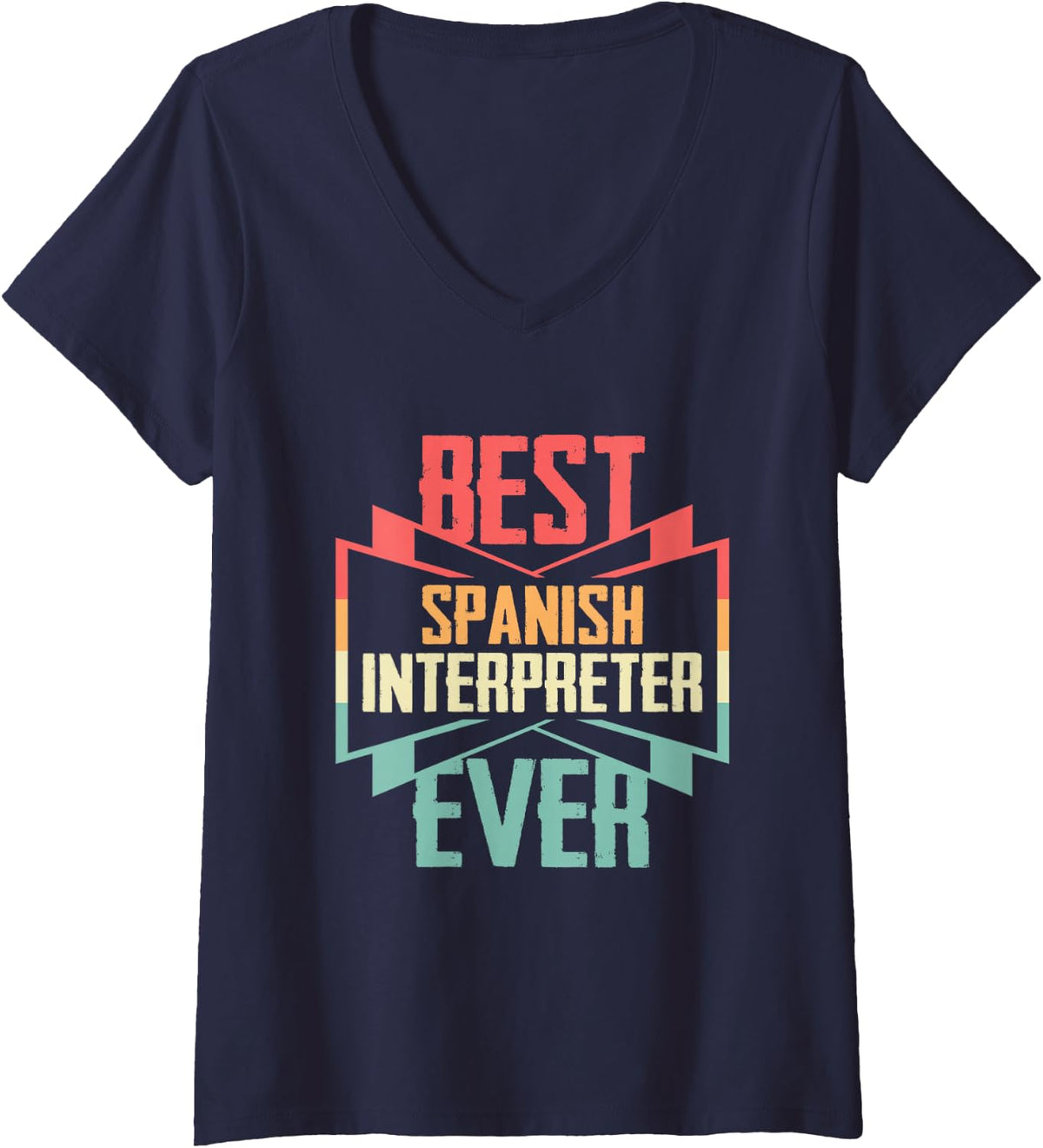 Women's Vintage Best Spanish Interpreter Ever V-Neck T-Shirt - Navy Blue
