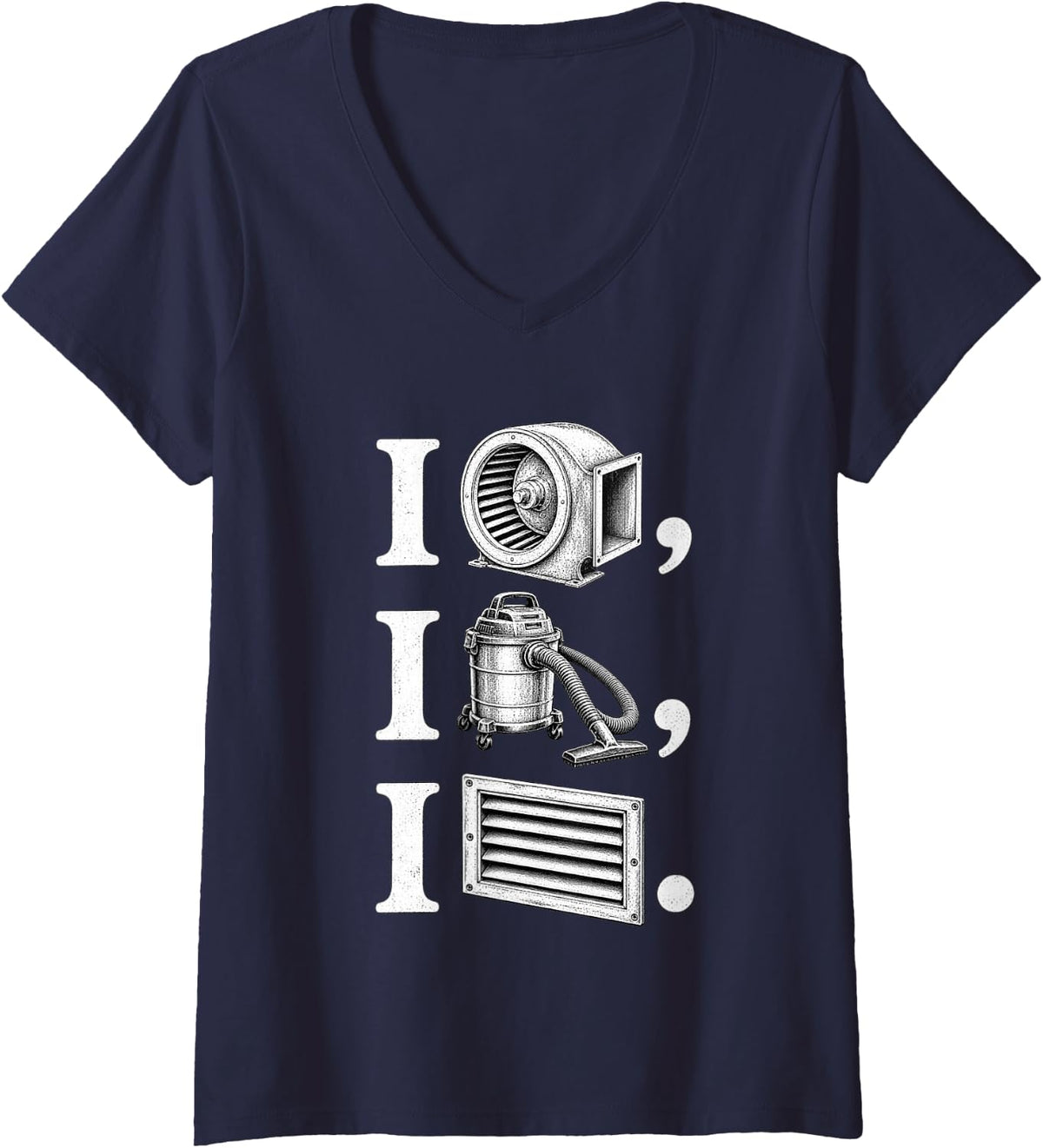 Women's Funny HVAC Tech Tools Humor AC Technician V-Neck T-Shirt - Navy Blue