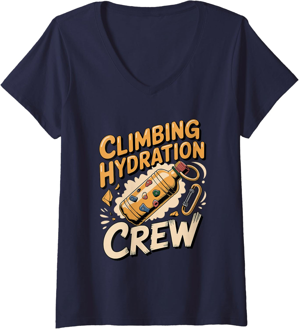 Women's Climbing Hydration Crew Bouldering V-Neck T-Shirt - Navy Blue