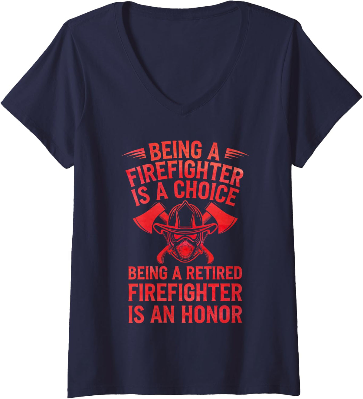 Women's Funny Firefighter Design for Men Women Fireman Firefighter V-Neck T-Shirt - Navy Blue