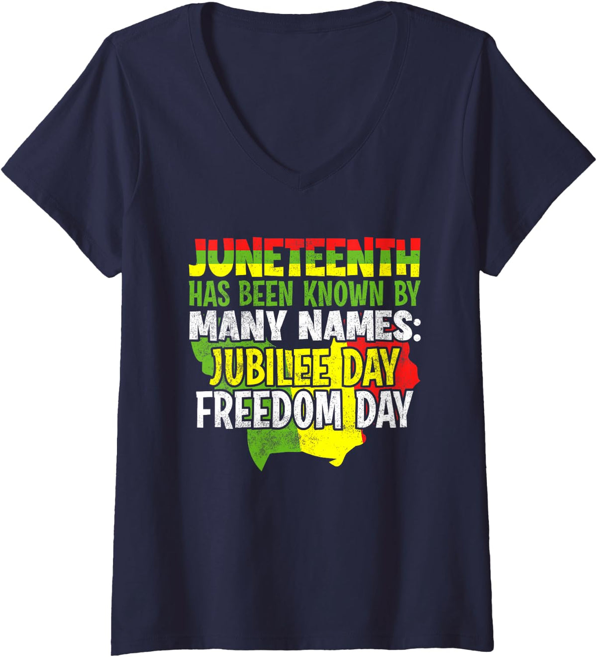 Women's Liberty Day - Junteenth V-Neck T-Shirt - Navy Blue