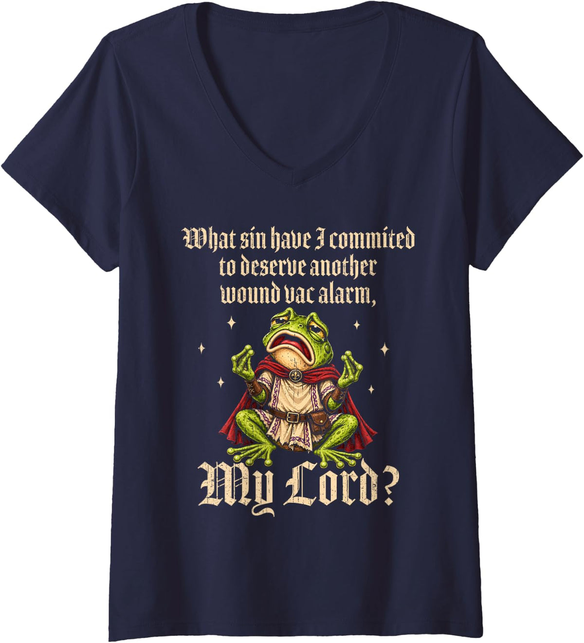 Women's Funny Wound Nurse Practitioner V-Neck T-Shirt - Navy Blue