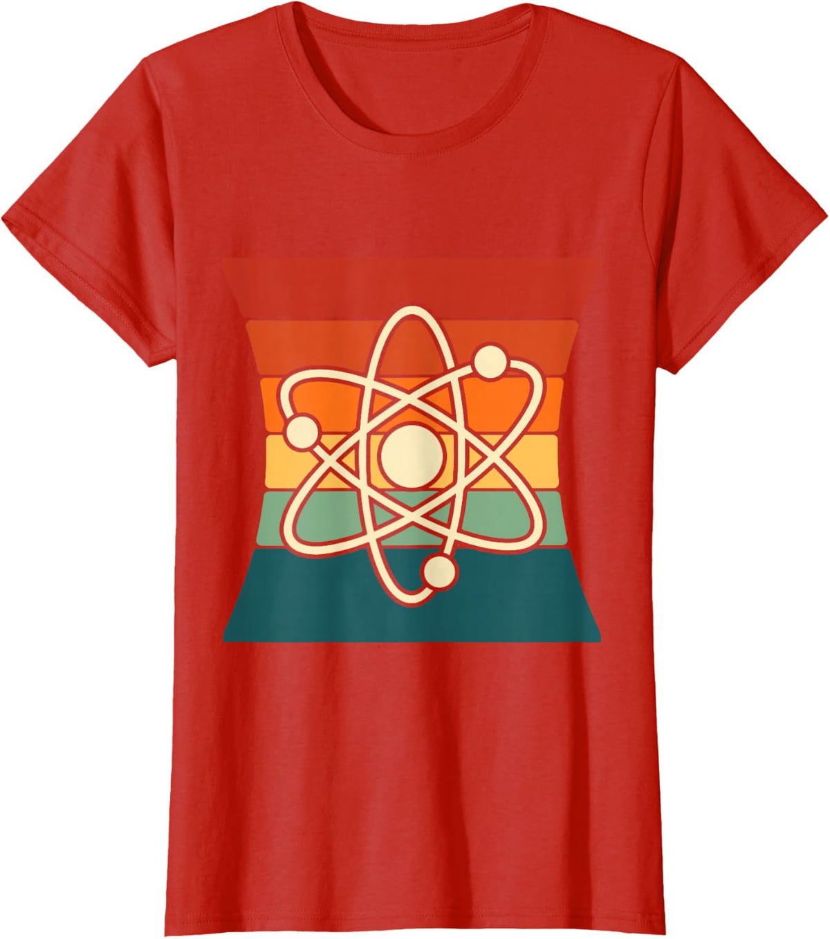 Retro Atom Science Physics Chemistry Symbol T-Shirt - Red