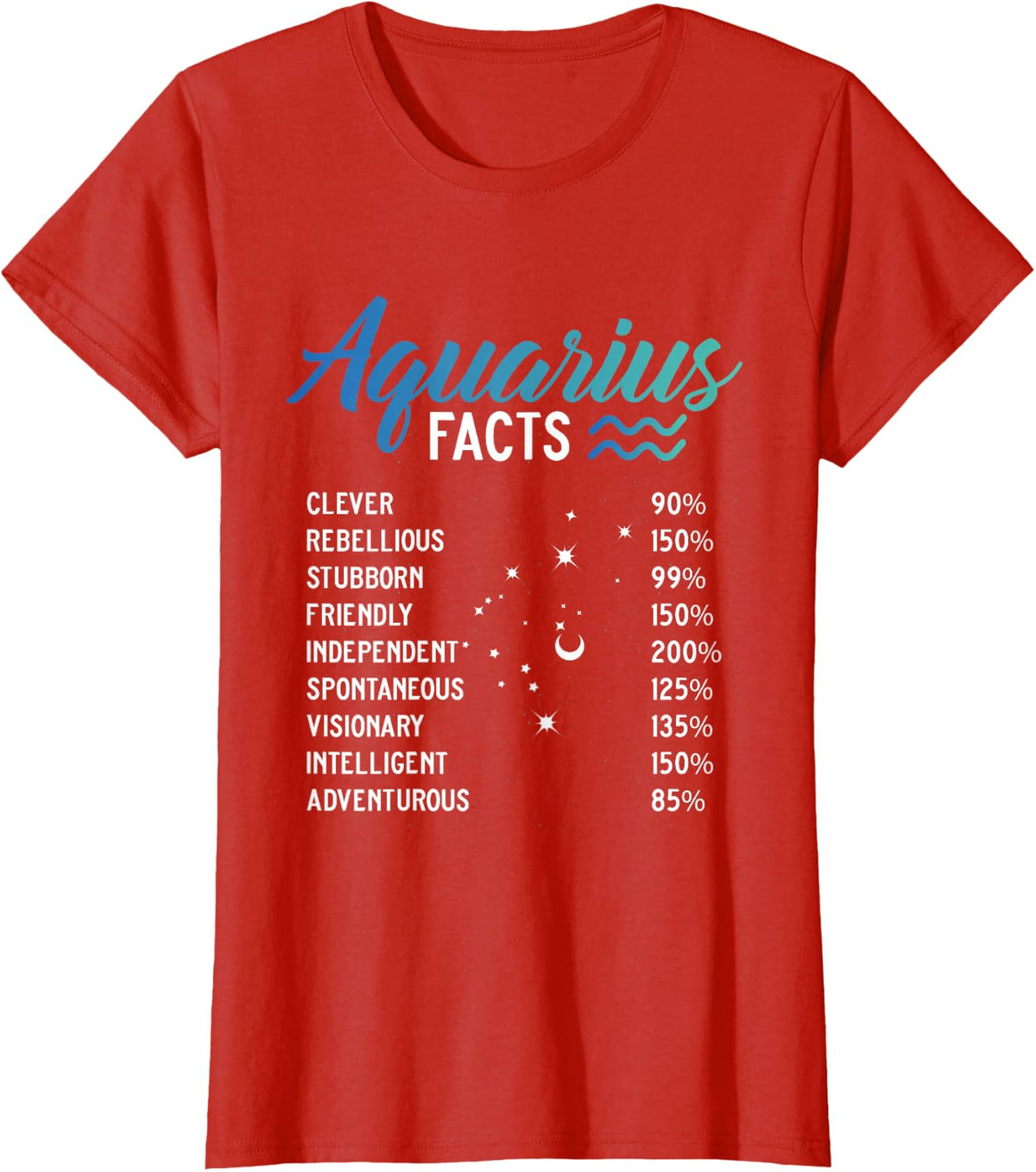 Aquarius Facts February Birthday Zodiac Gifts Aquarious Girl T-Shirt - Red