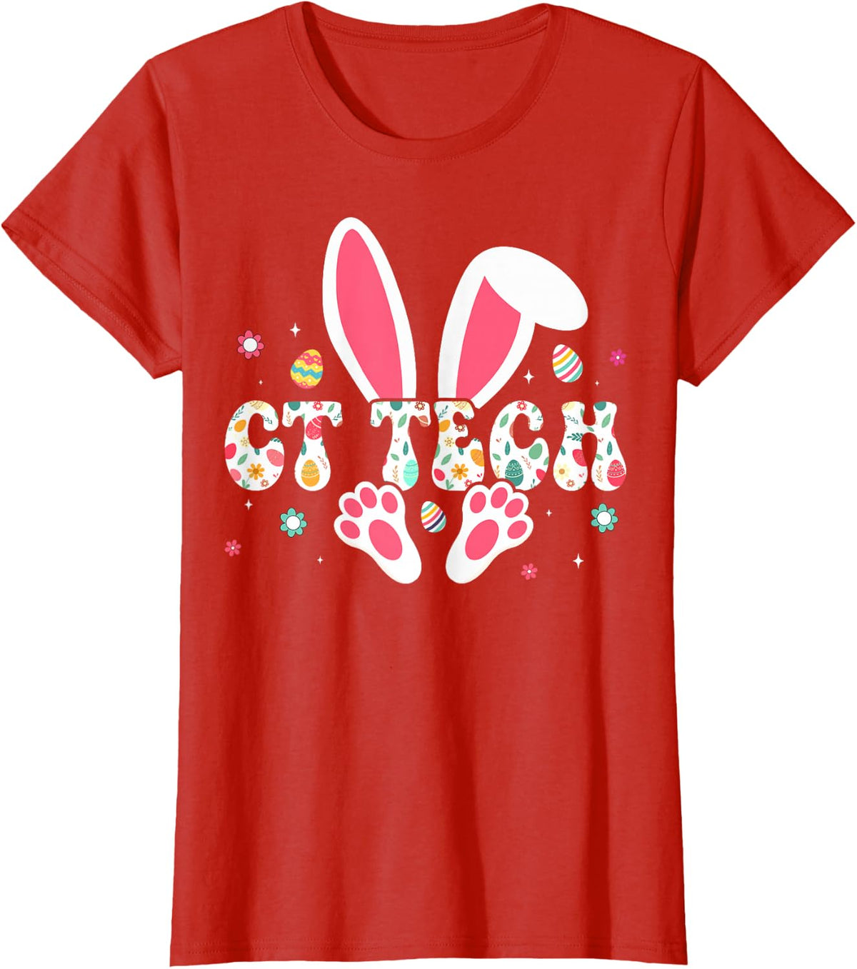 CT Tech Bunny Radiology MRI Technician Easter Day T-Shirt - Red