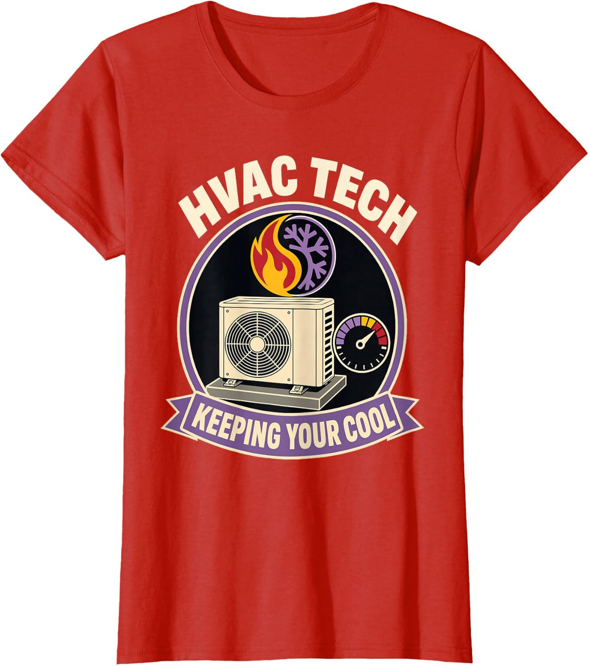 HVAC Tech Keeping Your Cool Technician T-Shirt - Red