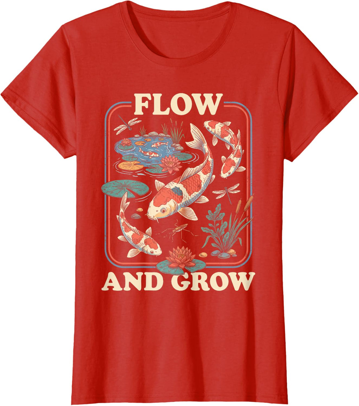 Koi Fish Aquarium Lover Vintage Poster T-Shirt - Red
