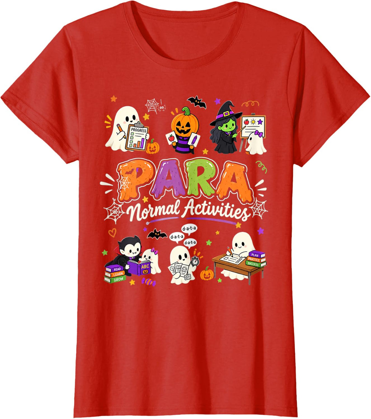 Halloween Teacher para Normal Activities Ghost Pumpkin Witch T-Shirt - Red