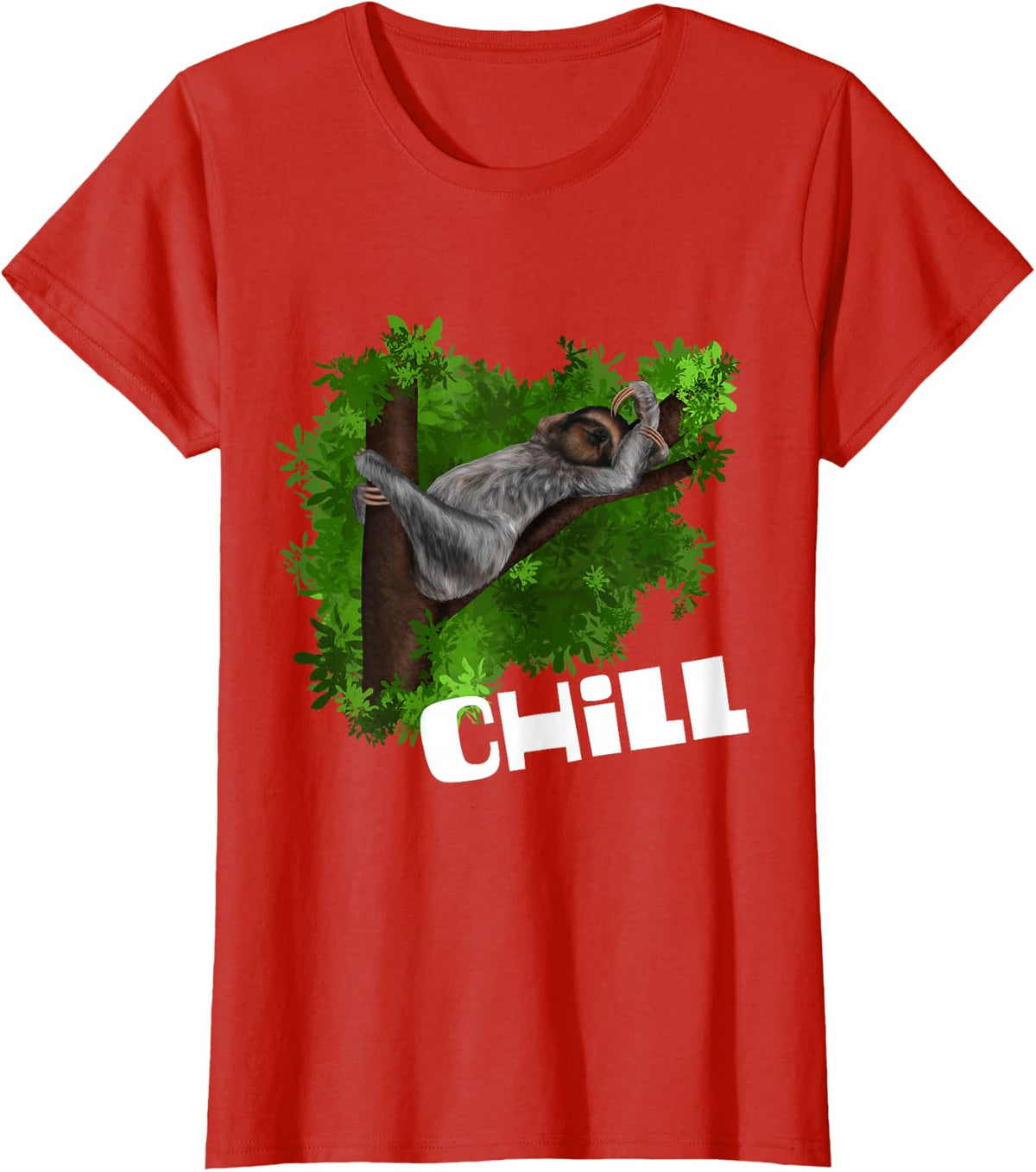 Sweet Sloth - Chill - Cute Relaxed Sloth Design T-Shirt - Red