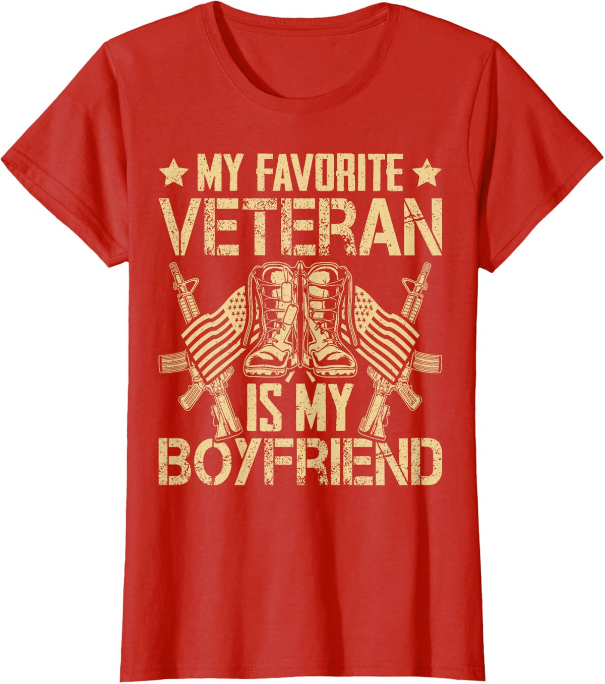 My favourite veteran is my friend American Soldier USA T-Shirt - Red