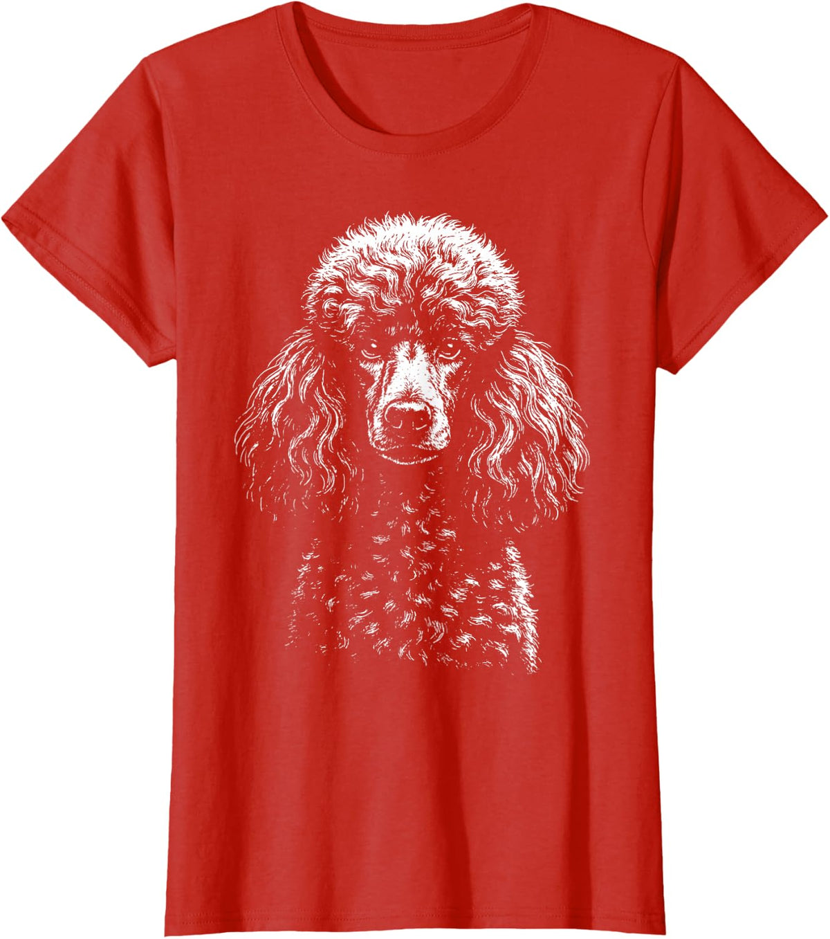 Poodle Illustration T-Shirt - Red