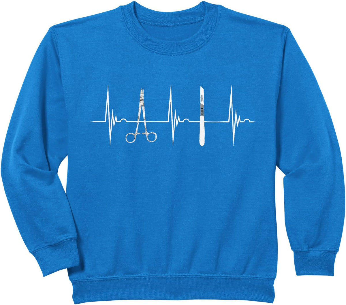 Surgical Scalpel Surgeon Heartbeat EKG Pulse Nurse Surg Tech Sweatshirt - Royal Blue