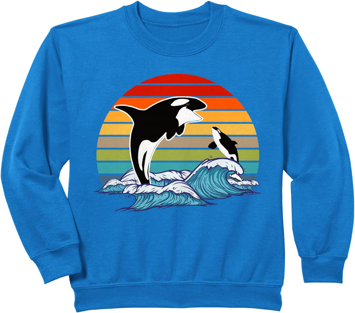 Retro Orca Killer Whale Sweatshirt - Royal Blue