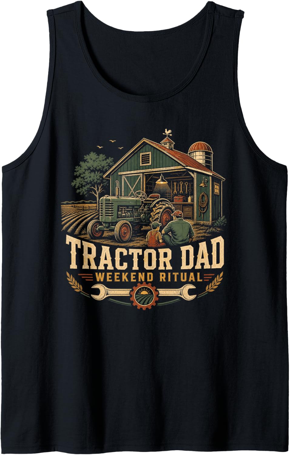 Men's Tractor Dad Weekend Ritual Farm Father Sleeveless Tank Top - Black
