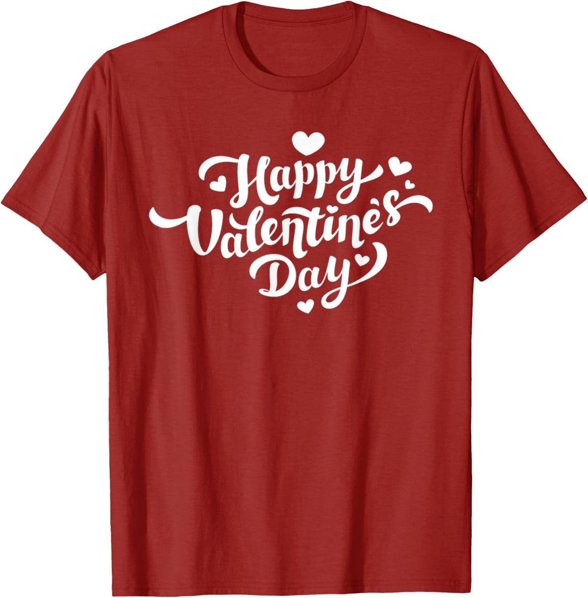 Happy Valentine's Day Typography Heart T-Shirt - Cranberry Red