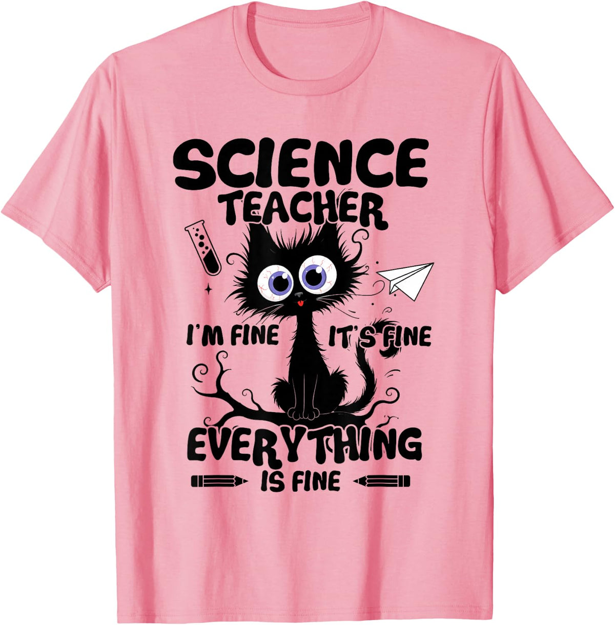 STEM Science Teacher Everything Cute Cat Back to School T-Shirt - Pink