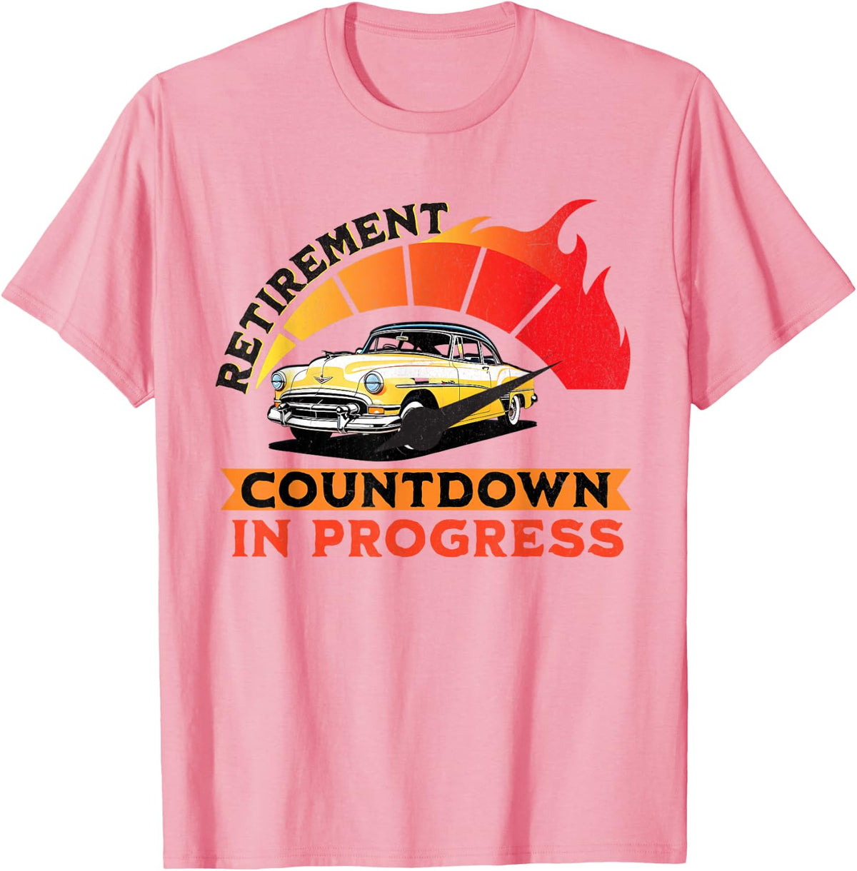 Retirement Countdown in Progress Cars Almost Retired Funny T-Shirt - Pink